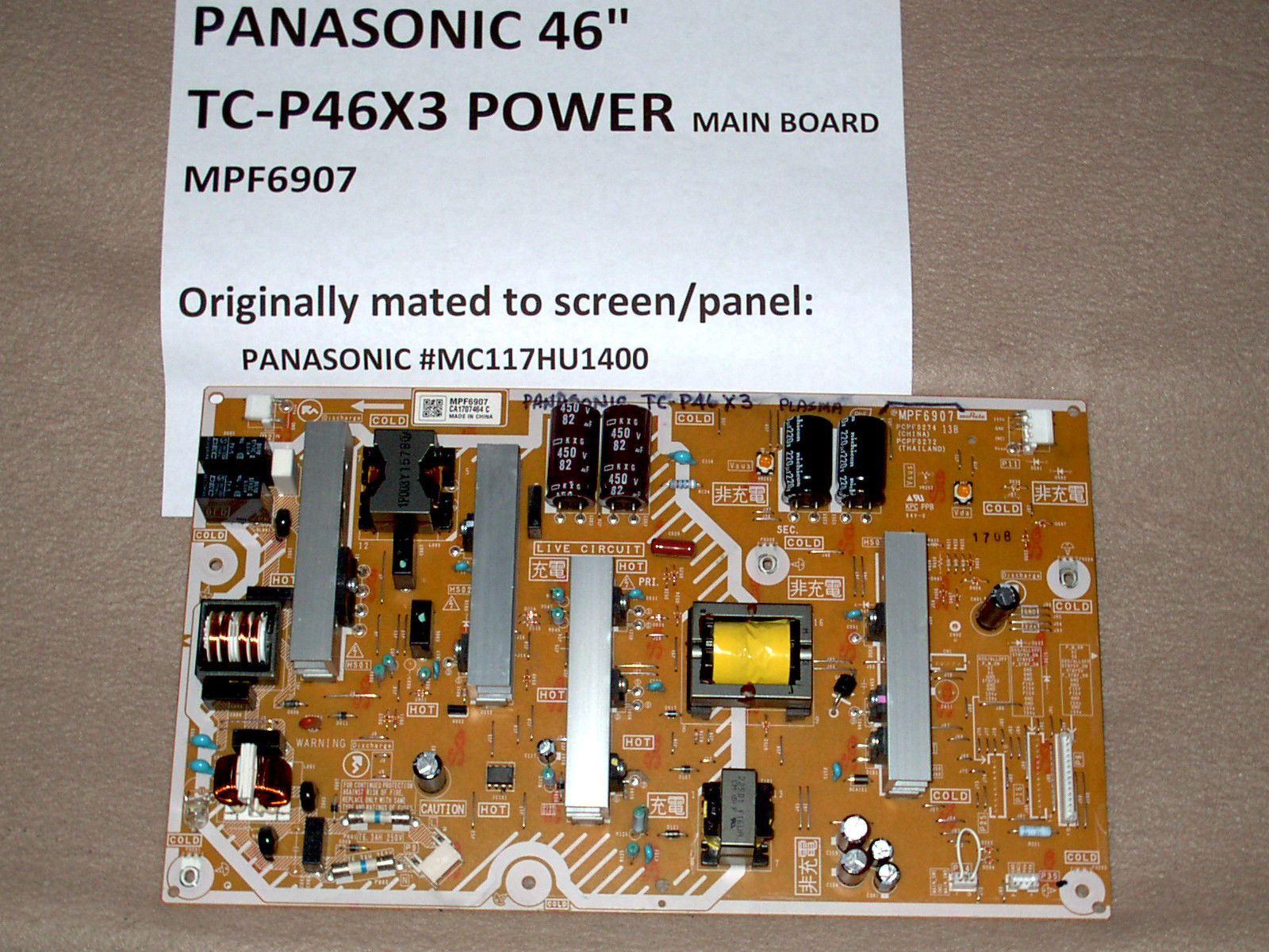 PANASONIC 46" model TC-P46X3 MAIN POWER SUPPLY BOARD MPF6907